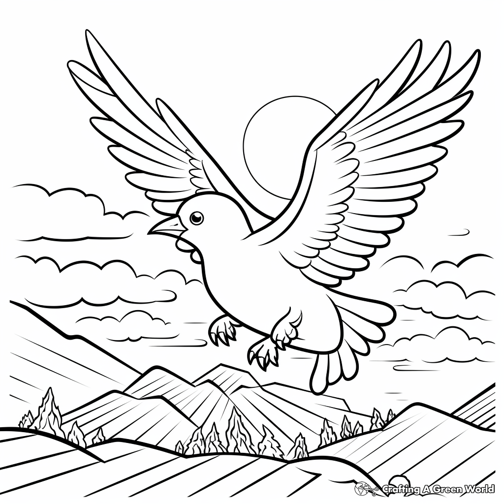 Peace Dove Flying in the Sky Coloring Pages 2