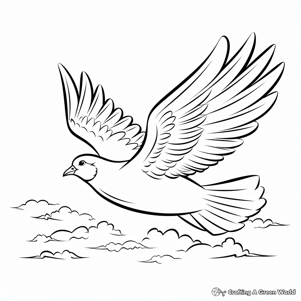 Peace Dove Flying in the Sky Coloring Pages 4