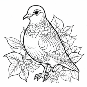 Peace Dove in a Garden Coloring Pages 4