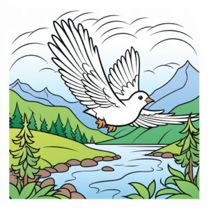 Peace Dove in Foggy Scenery Coloring Pages 2