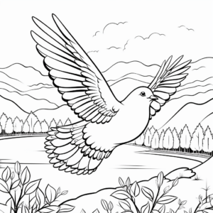 Peace Dove in Foggy Scenery Coloring Pages 3