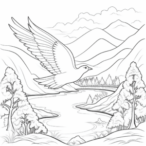 Peace Dove in Foggy Scenery Coloring Pages 4