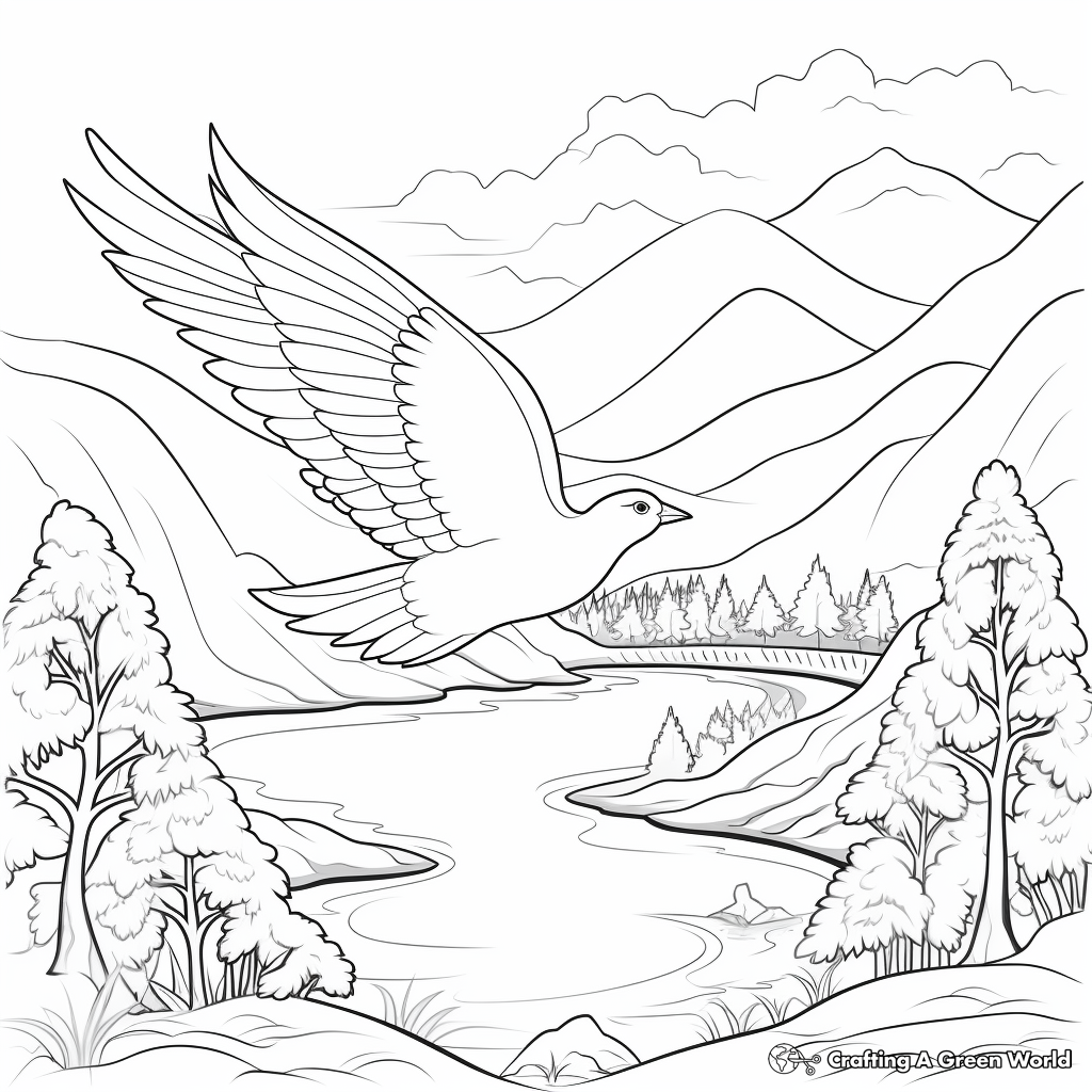 Peace Dove in Foggy Scenery Coloring Pages 4