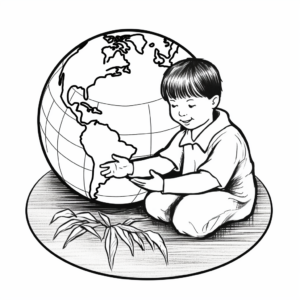 Peace Dove with Children of the World Coloring Pages 4