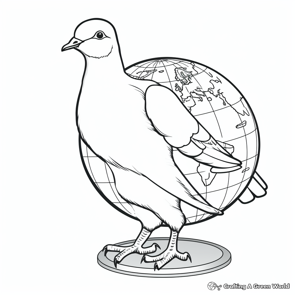 Peace Dove with Globe for World Peace Coloring Pages 1