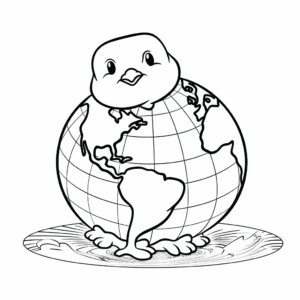 Peace Dove with Globe for World Peace Coloring Pages 2