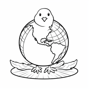 Peace Dove with Globe for World Peace Coloring Pages 4