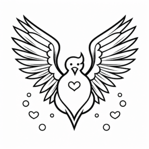 Peace Dove with Heart Coloring Pages 1