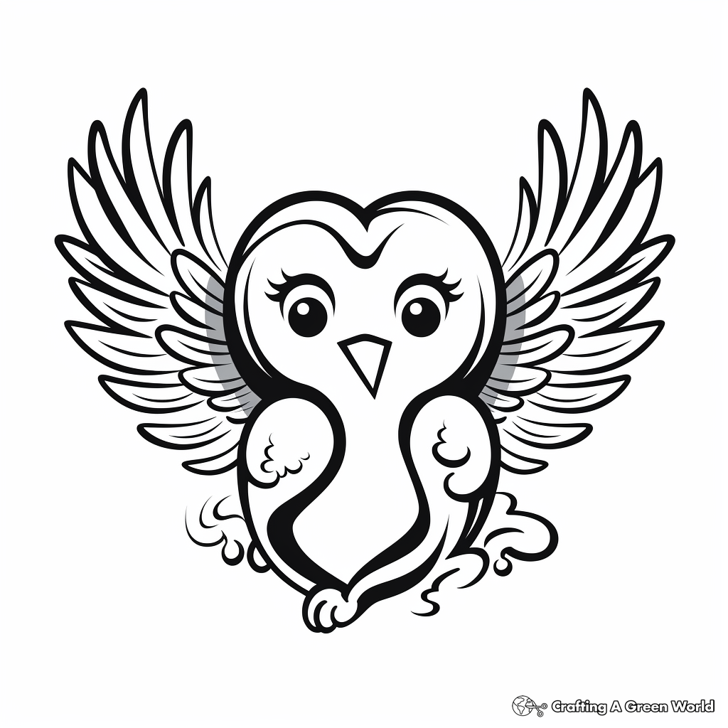 Peace Dove with Heart Coloring Pages 2