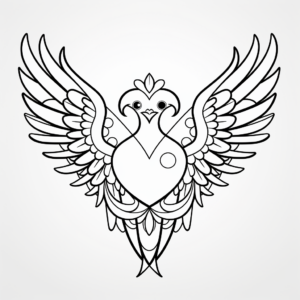 Peace Dove with Heart Coloring Pages 3