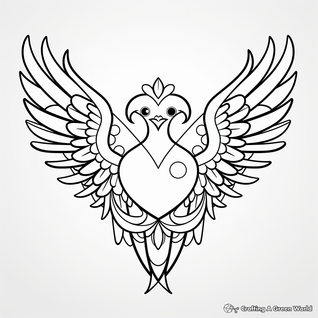 Peace Dove with Heart Coloring Pages 3