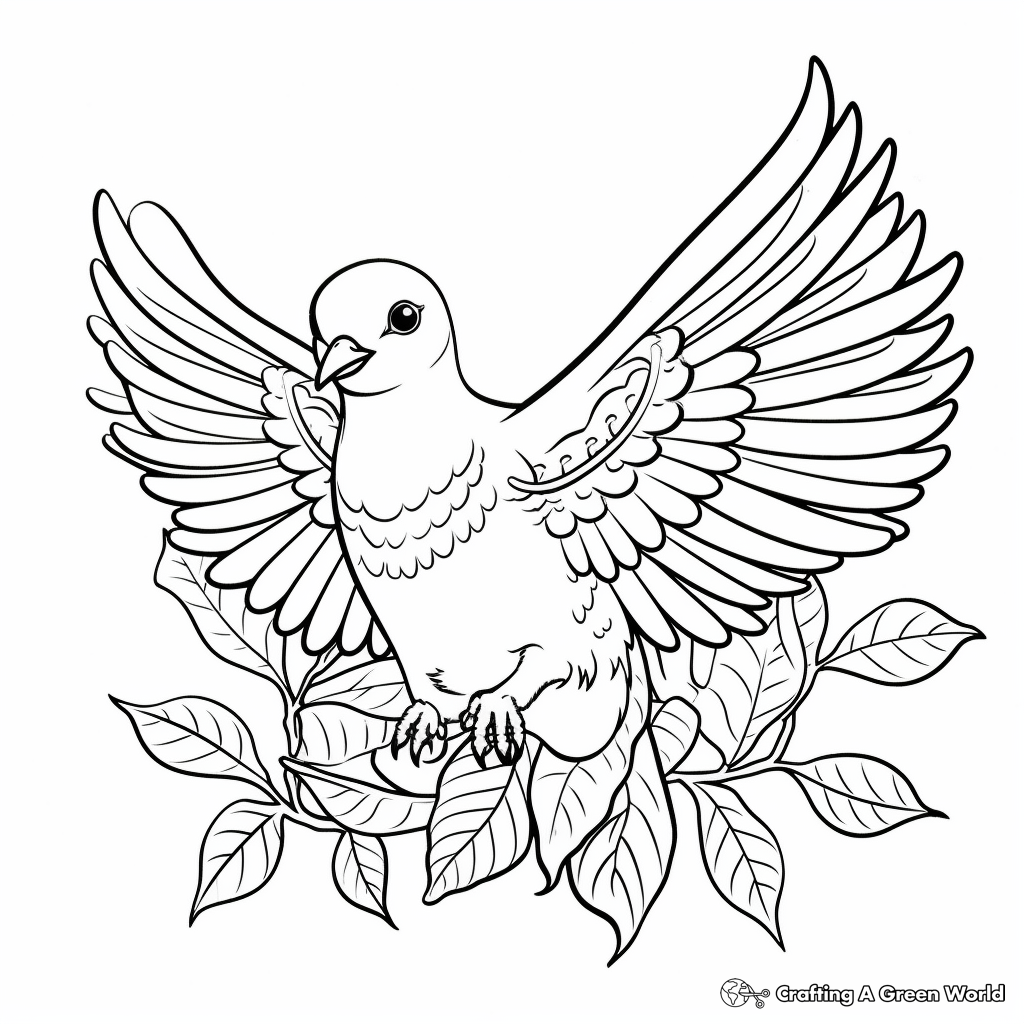 Peace Dove with Rainbow Coloring Pages 1