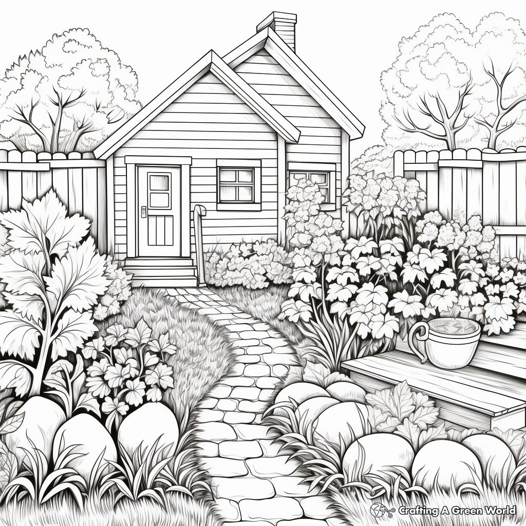 Peaceful Autumn Garden Coloring Pages 4