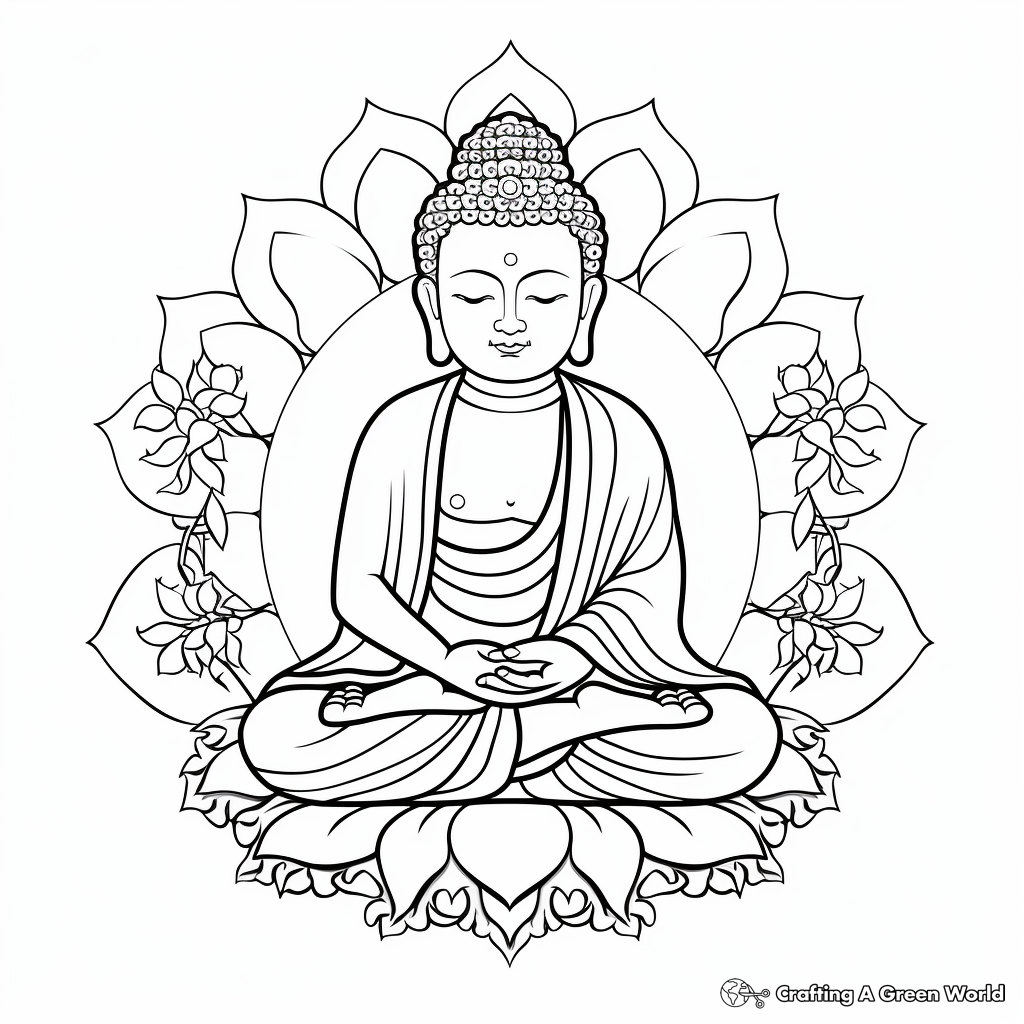 Peaceful Buddha Coloring Pages 1