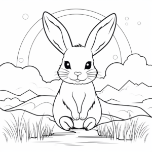 Peaceful Bunny in the Moonlight Coloring Pages 2