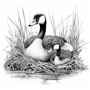 Peaceful Canada Geese Nesting Coloring Pages 2