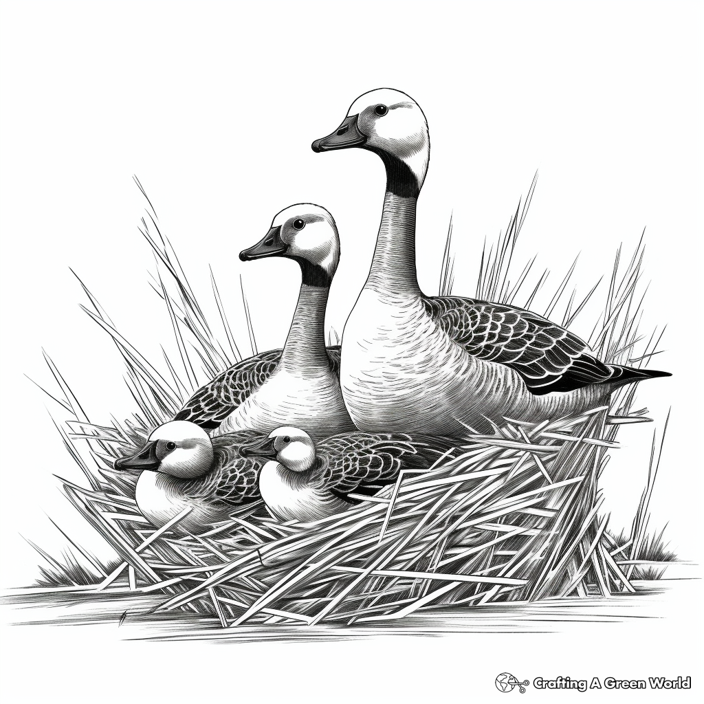 Peaceful Canada Geese Nesting Coloring Pages 3