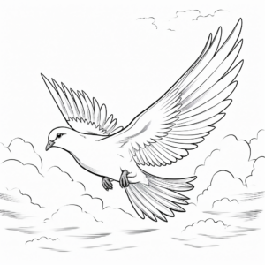 Peaceful Dove in the Sky Coloring Pages 2
