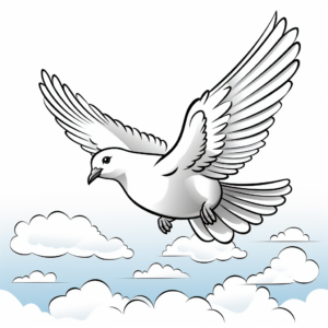 Peaceful Dove in the Sky Coloring Pages 3