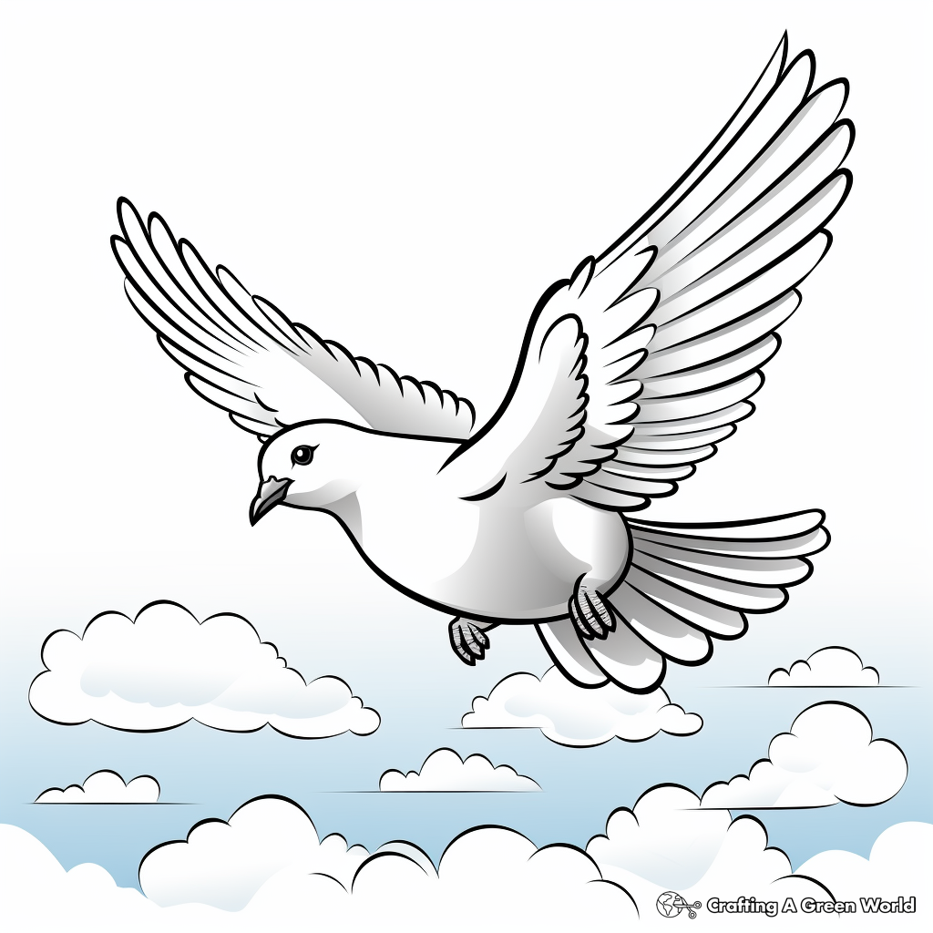 Peaceful Dove in the Sky Coloring Pages 3