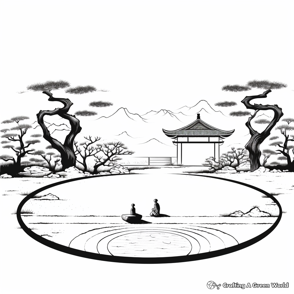 Peaceful Empty Zen Garden Coloring Pages 2