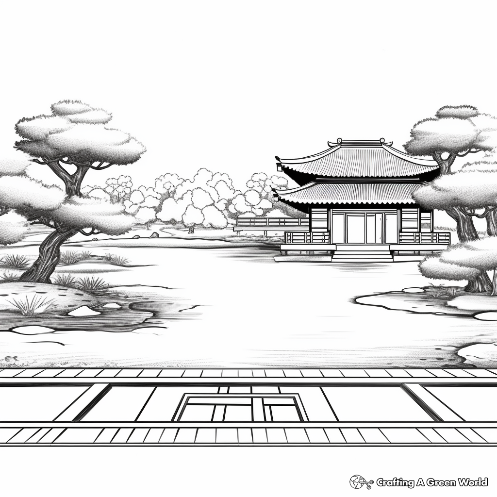 Peaceful Empty Zen Garden Coloring Pages 4