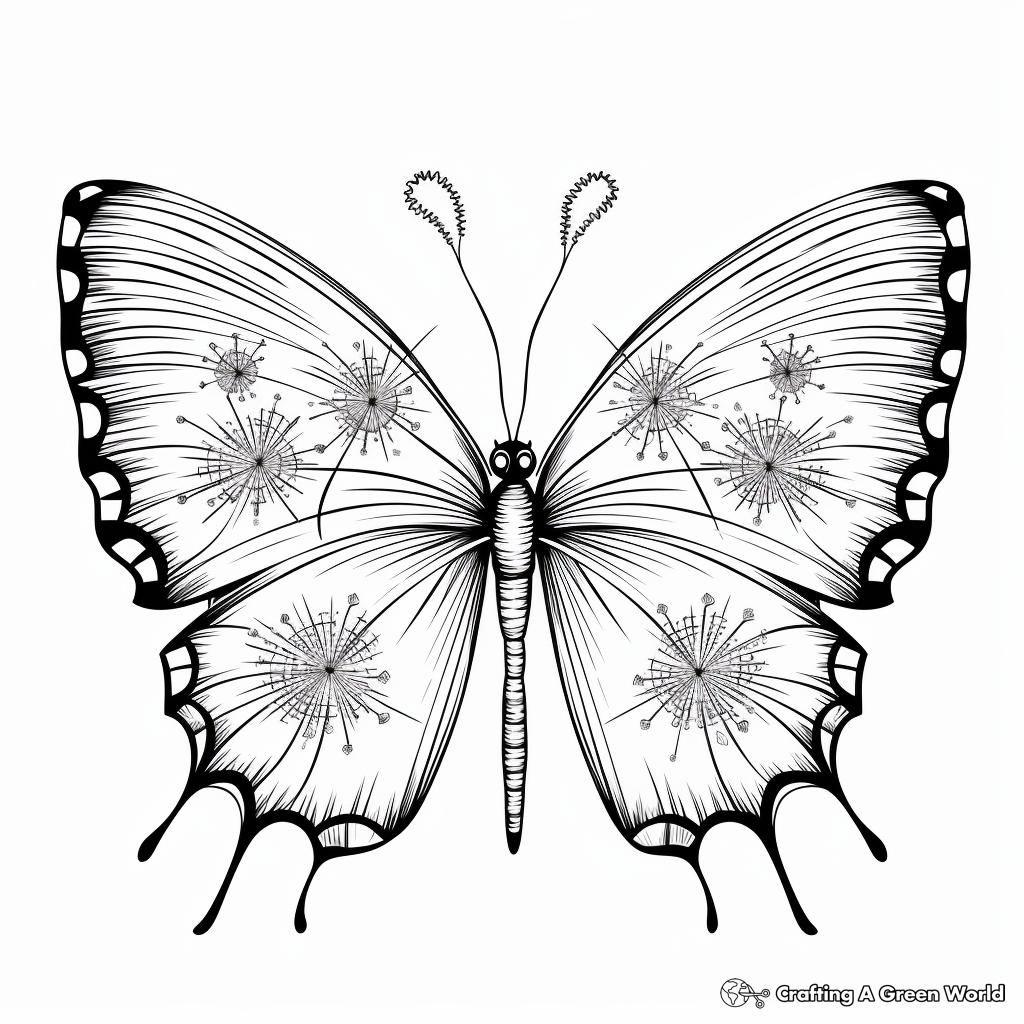 Peaceful Half Butterfly, Half Dandelion Coloring Pages 1