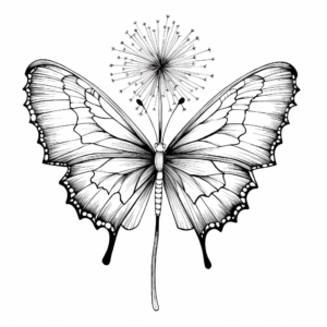 Peaceful Half Butterfly, Half Dandelion Coloring Pages 3