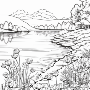 Peaceful Lakeside View Coloring Pages 2
