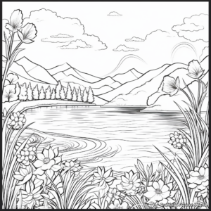 Peaceful Lakeside View Coloring Pages 3