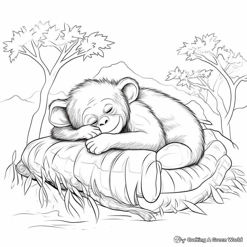 Peaceful Sleeping Chimpanzee Coloring Pages 1