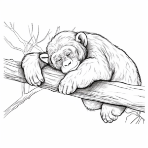 Peaceful Sleeping Chimpanzee Coloring Pages 4