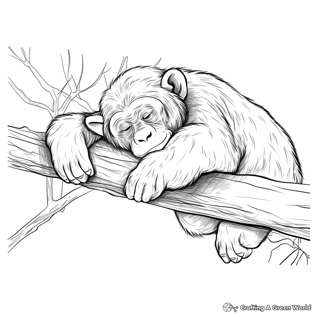 Peaceful Sleeping Chimpanzee Coloring Pages 4