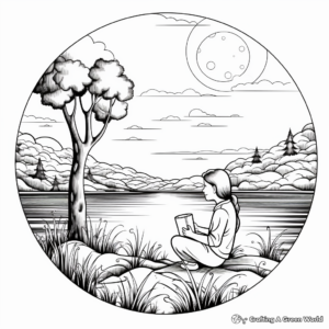 Peaceful 'Thinking of You' Nature Scenes Coloring Pages 1
