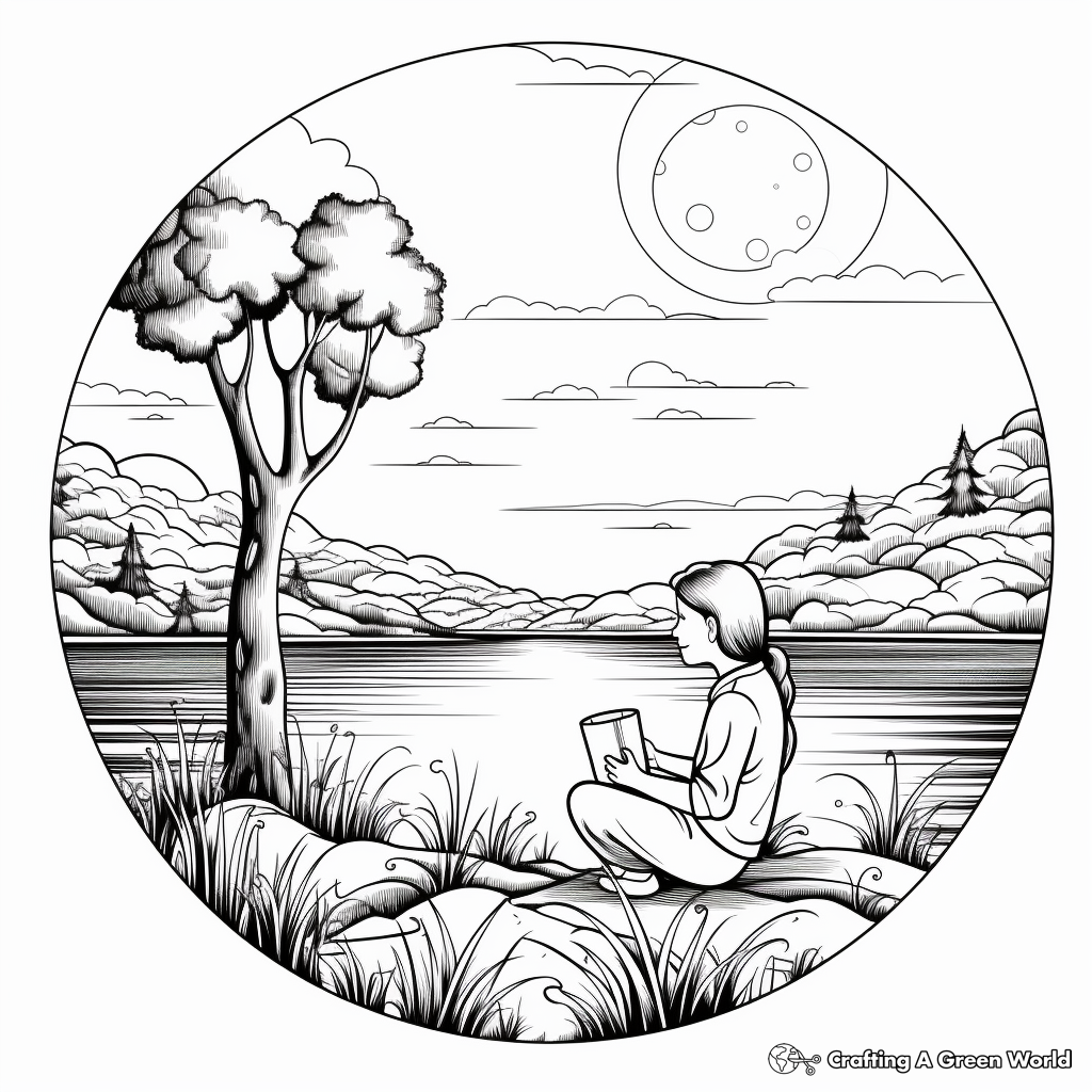 Peaceful 'Thinking of You' Nature Scenes Coloring Pages 1
