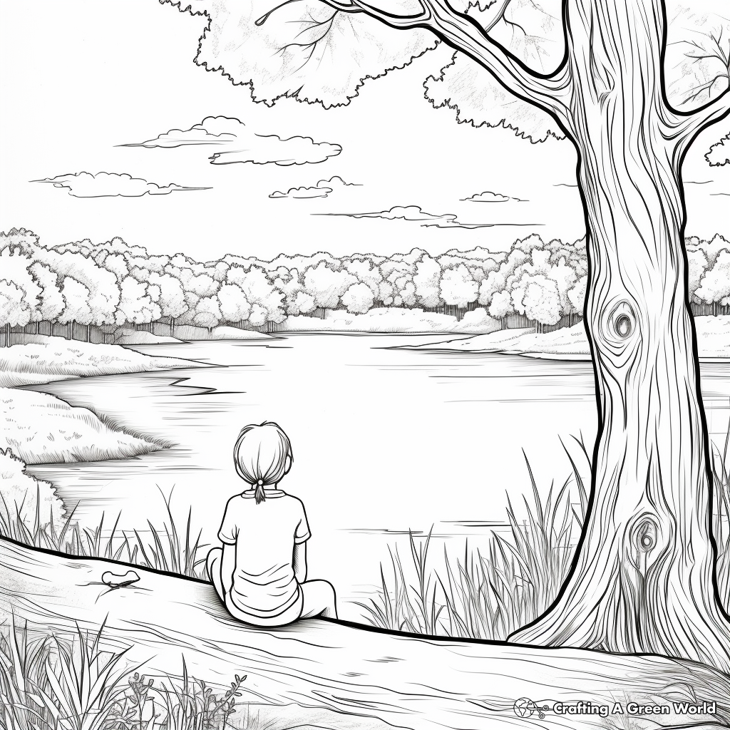 Peaceful 'Thinking of You' Nature Scenes Coloring Pages 4