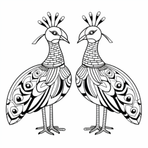Peacock Couple Coloring Pages: Male and Female Peacocks 1