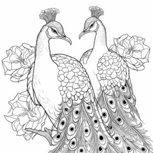 Peacock Couple Coloring Pages: Male and Female Peacocks 3