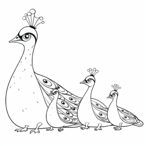 Peacock Family Coloring Pages 4