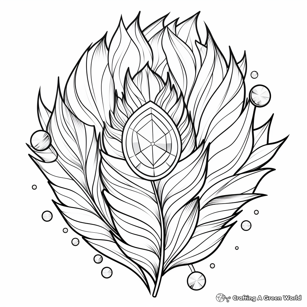 Peacock Feather and Crystals Coloring Pages 1
