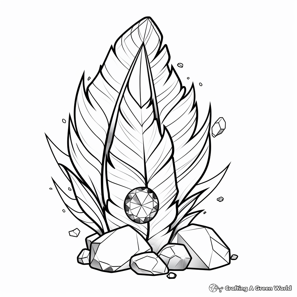 Peacock Feather and Crystals Coloring Pages 2