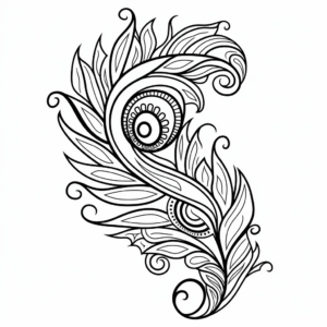 Peacock Feather and Paisley Pattern Coloring Pages 1