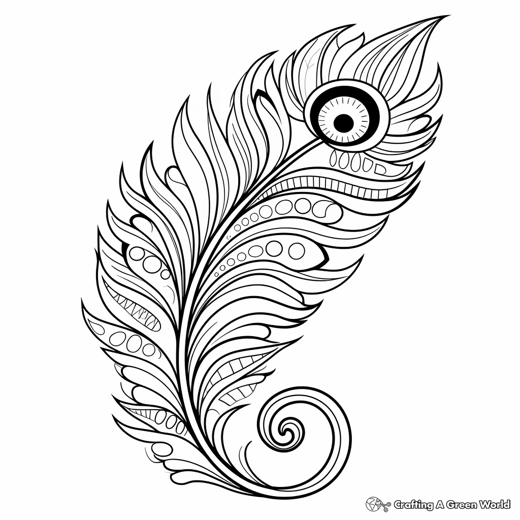 Peacock Feather and Paisley Pattern Coloring Pages 3