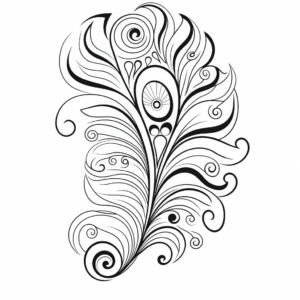 Peacock Feather and Paisley Pattern Coloring Pages 4