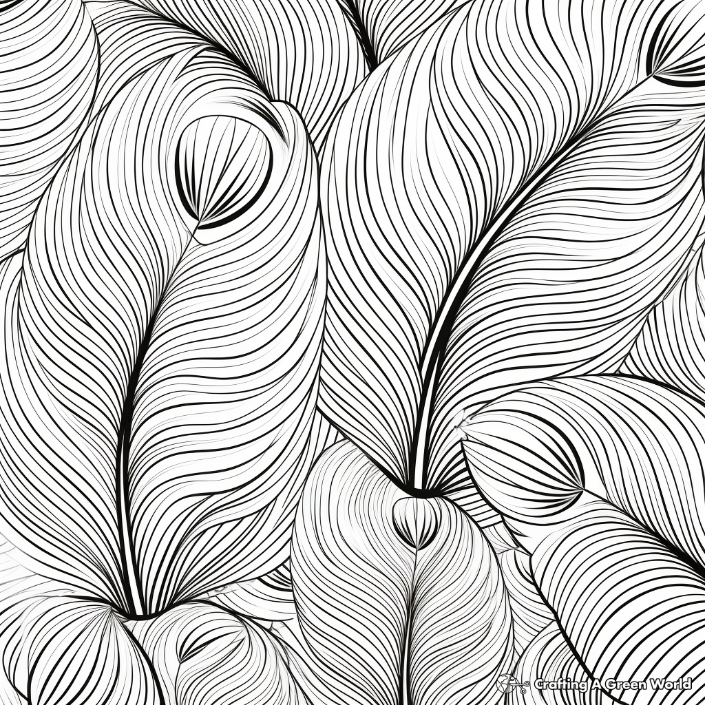 Peacock Feather Pattern Coloring Pages for Adults 1