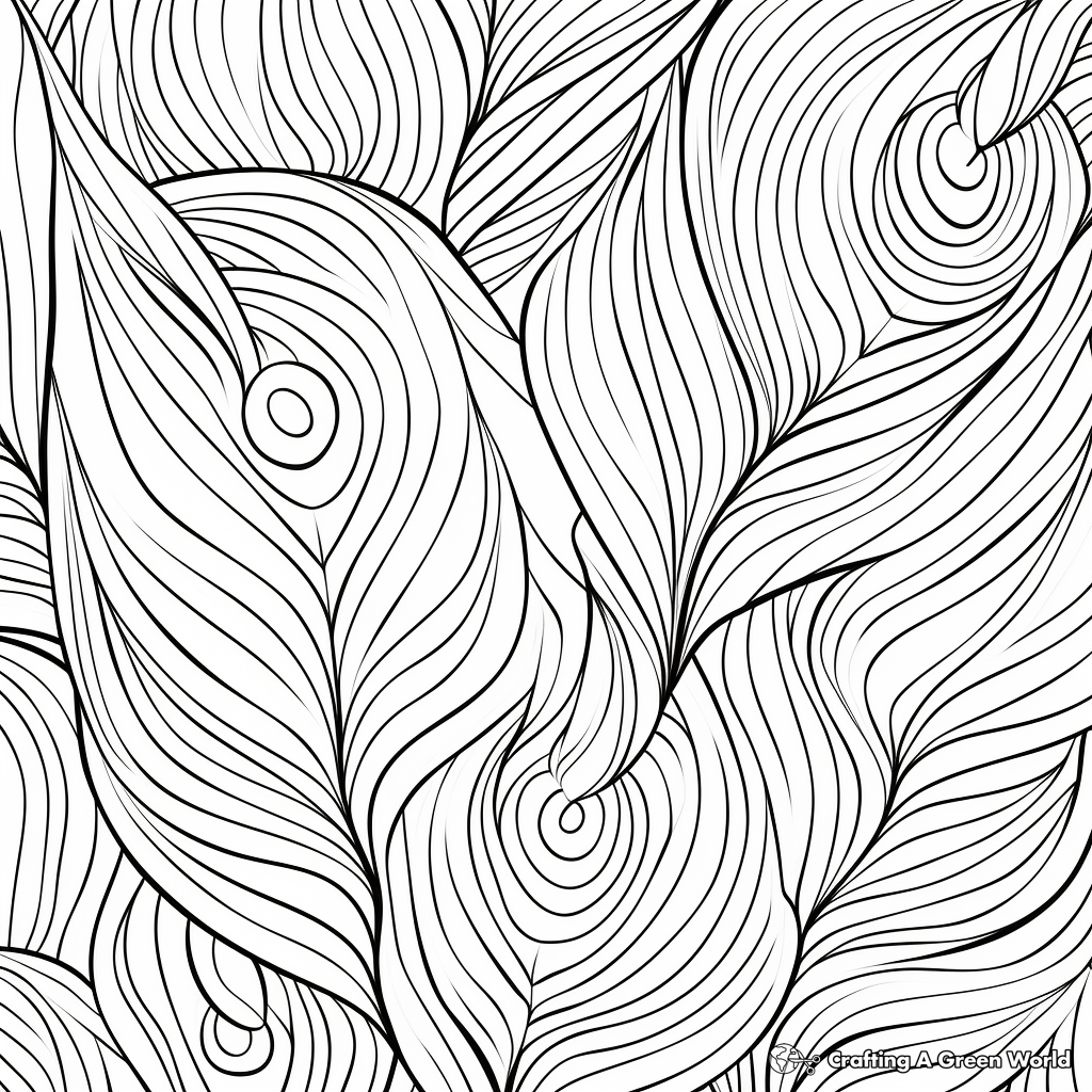 Peacock Feather Pattern Coloring Pages for Adults 4