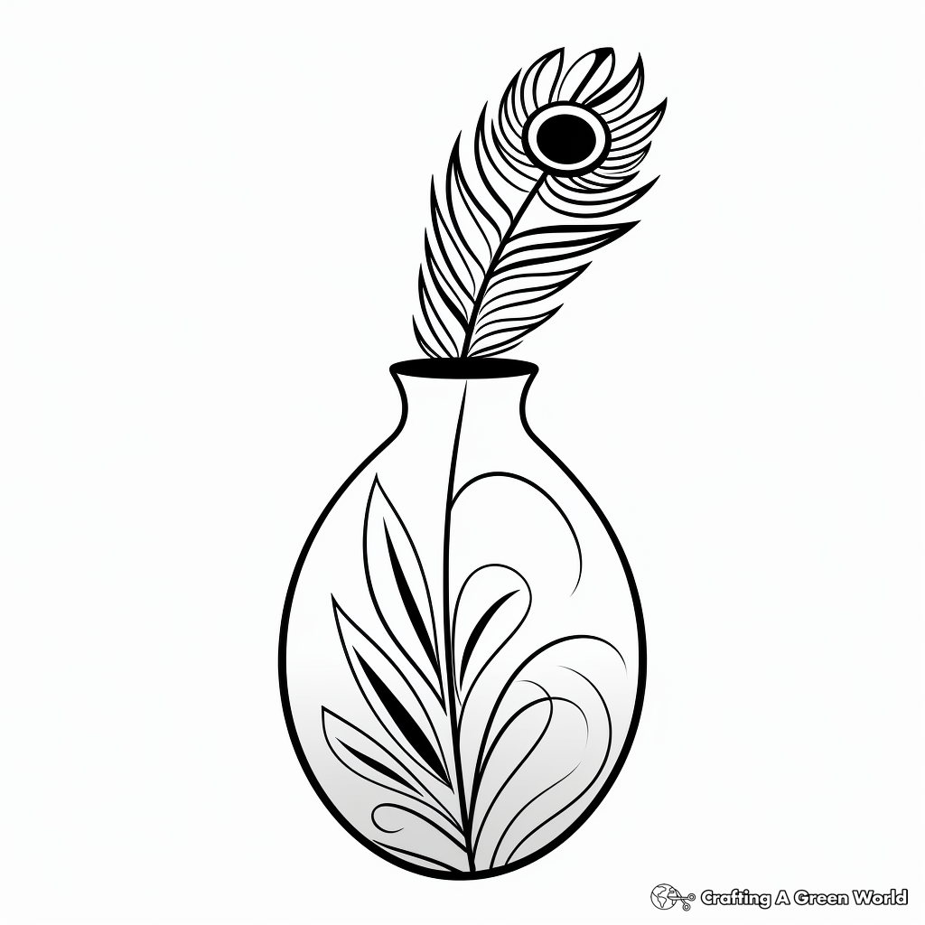 Peacock Feathers in Vase Coloring Pages 1