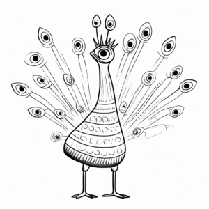 Peacock in Dancing Pose Coloring Pages 1