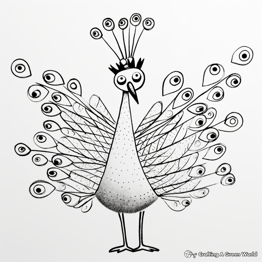 Peacock in Dancing Pose Coloring Pages 3