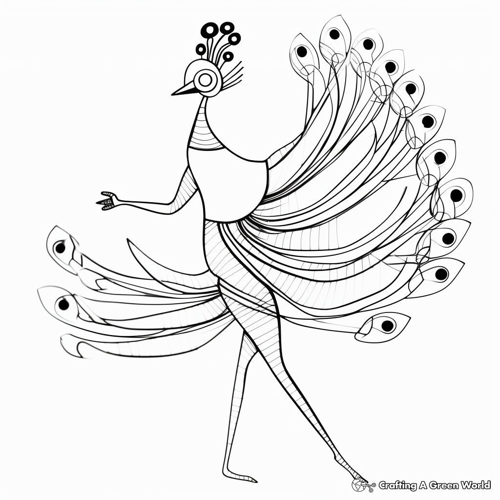 Peacock in Dancing Pose Coloring Pages 4